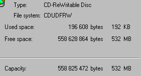 CD-RW med UDF (fixed packet length) nyformaterad